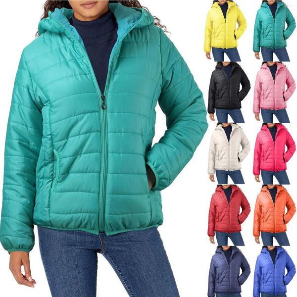 Jaquetas femininas leves acolchoadas outono inverno com capuz ultraleve acolchoado casaco sólido para pato quente para baixo