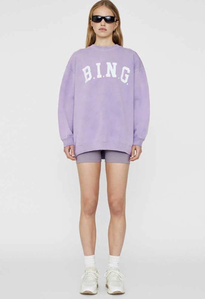 24SS Tasarımcı AB Sweatshirt Yeni Kadınlar Moda Trend Sweatshirt Klasik Sıcak Mektup Yıkama Lavanta Mor Gevşek Pamuk Çok Yönlü Hoodie Sweater Tops