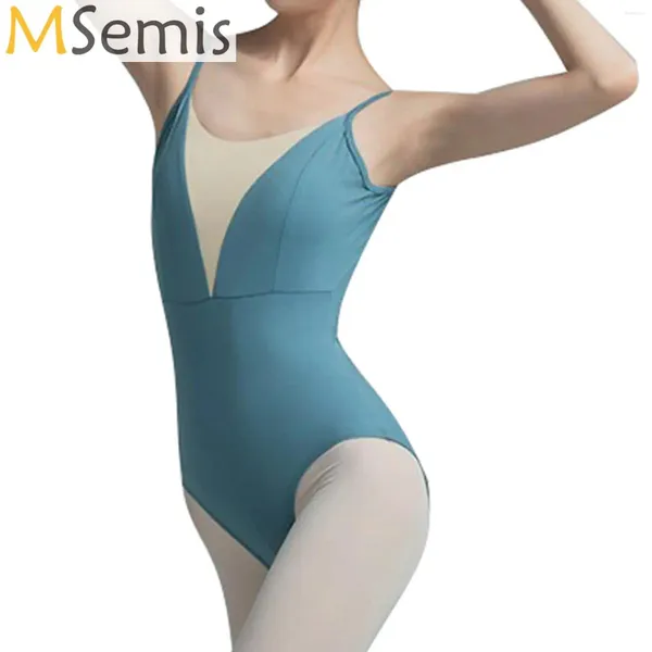 Stage Wear Donna Balletto Body Body Top Ballerina Ginnastica Ballerina Costume da allenamento Tuta attillata Abiti da allenamento