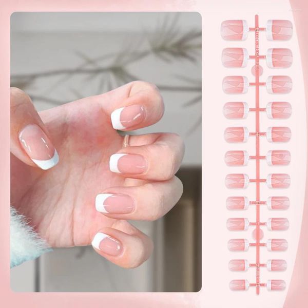 Falsche Nägel 120 Stück French Tips Drücken Sie auf vorab aufgetragenen Tip Primer und Base Coat 12 Größen Pre-French Soft Gel Nail zur Verlängerung