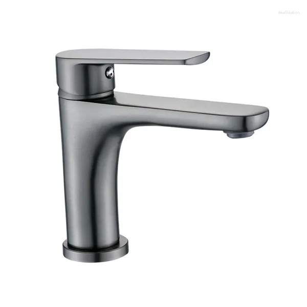 Torneiras de pia do banheiro Arma de cobre Grey Basin Faucet Counter Wash e frio misturado