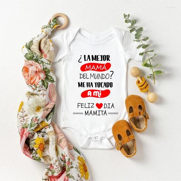 Strampler „The Mom In World“ Baby-Bodysuit, Cotton Born Strampler, Säugling, Jungen und Mädchen, kurzärmelig, Overalls, Outfits, Geschenke