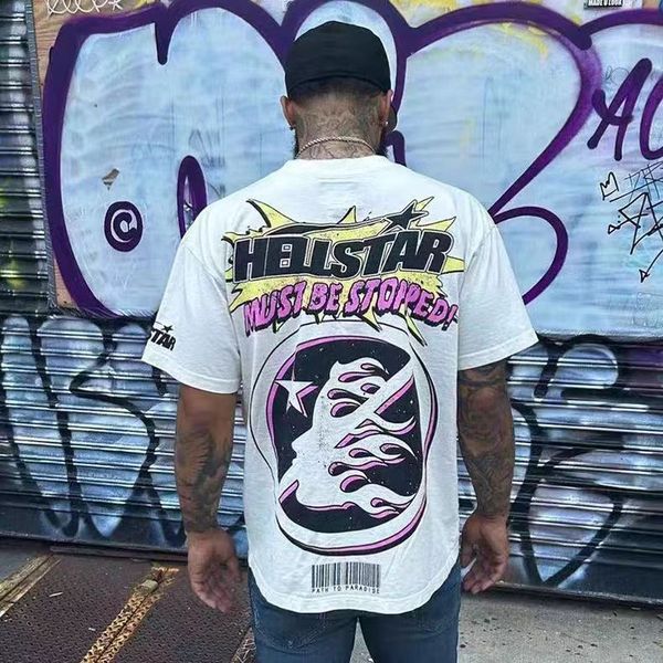 Designer Hellstar Shirt Herren T-Shirt Rapper Washed Grey Heavy Craft Unisex Kurzarm Top High Street Fashion Retro Hell Woman T-Shirt American High Street Hip Hop