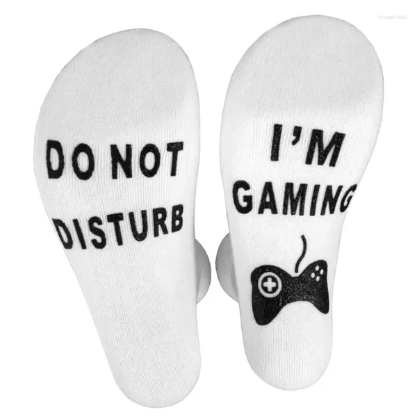 Damen Socken Herren Neuheit Lustiger Spruch Baumwolle „Do Not Disturb Gaming“ Buchstaben Jacquard Strumpfwaren Liebhaber Geschenke