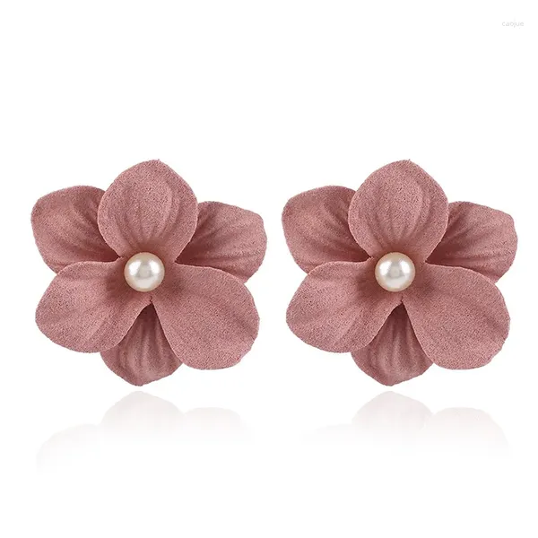 Ohrstecker Mode Große Rosa Blau Grau Blume Für Frauen Mädchen Imitation Perle Schmuck Bijoux Elegantes Geschenk