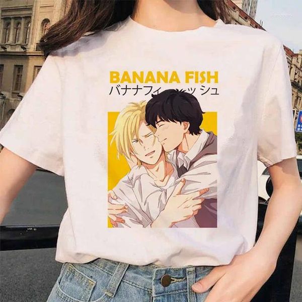 Camisa de peixe de banana dos homens/mulheres kawaii verão topos anime japonês dos desenhos animados camiseta manga gráfico camisetas unisex masculino