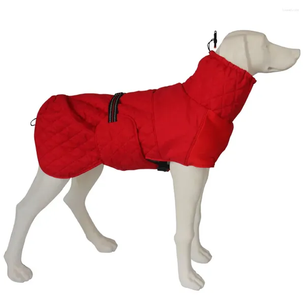 Abbigliamento per cani Giacca invernale per cani Abbigliamento foderato in pile Cappotto Parka Pettorina riflettente antivento integrata Media Grande Rosso