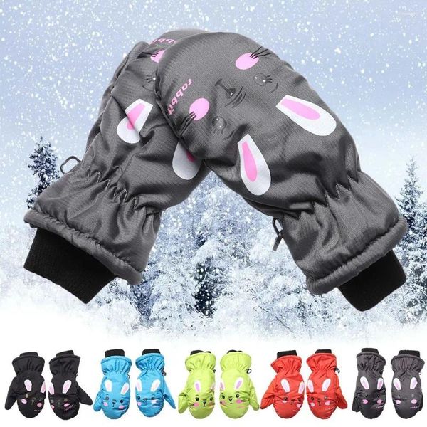 Haarschmuck Kinder Winter Ski Handschuhe Niedlichen Cartoon Kaninchen Warme Fäustlinge Rutschfest Wasserdicht Winddicht Outdoor Sport Für 0-5 Jahre Jungen Mädchen