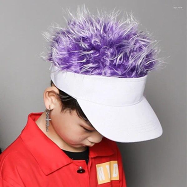 Cappellini con sfera Jiangxihuitian Novità Flair Capelli Visiera parasole Cappelli Ragazzo Ragazze Parrucchino Parrucca Divertente Perdita Fresco Regali per bambini Berretto da tennis