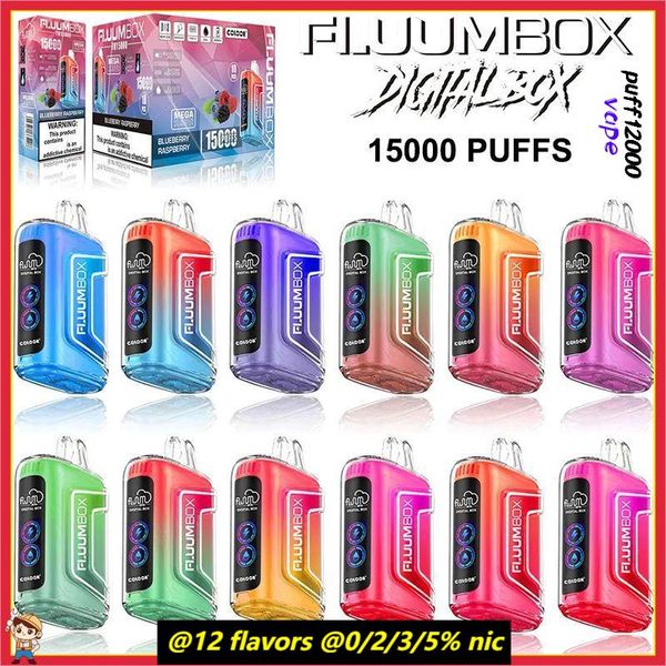 Original Fluum Box 15000 Puffs Digital Box Disposable Vape 25ml vorgefüllte Maschenspulenfluumbox -Pod.