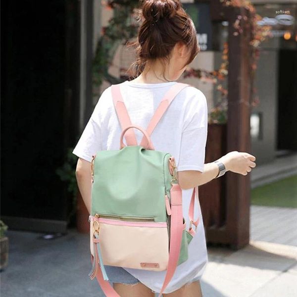 Sacos escolares moda mochila mulheres doces cor bolsa de ombro oxford pano para adolescente crianças mochilas de viagem