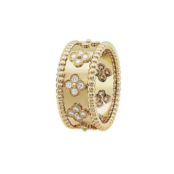 Trevo de quatro folhas charme designer para mulheres anel zircônia noivado anéis de casamento prata ouro moda jóias presentes mulher