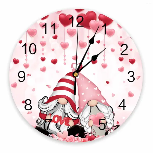 Orologi da parete San Valentino Amore Romantico Orologio stampato nano rosa Orologio moderno e silenzioso Decorazioni per la casa Orologio da appendere