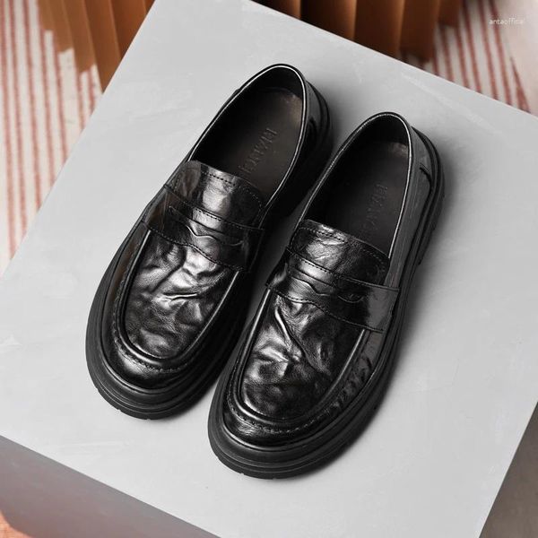 Sapatos de vestido de couro masculino negócios casuais genuíno de alta qualidade estilo de superfície macia trabalho desgaste mão
