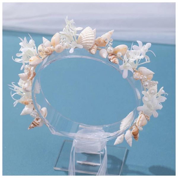 Headpieces estilo floresta concha amarrar cabelo hoop luxuoso flor branca acessórios para mulheres penteado fazendo ferramenta