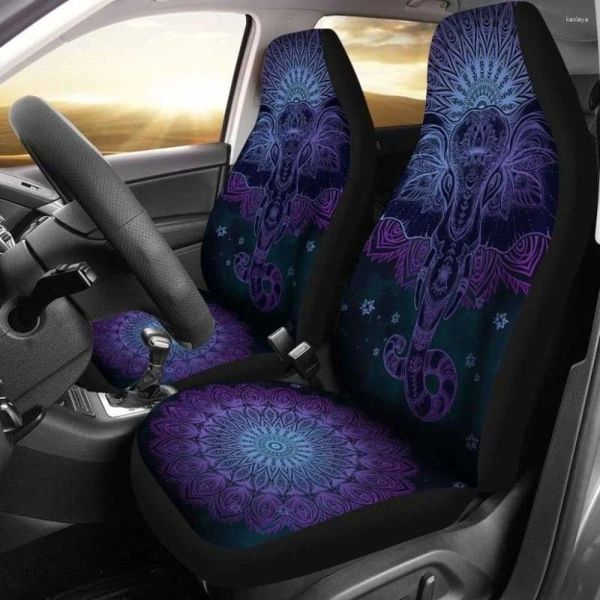 Capas de assento de carro Premium Elephant Mandala 202820 Pacote de 2 capa protetora frontal universal