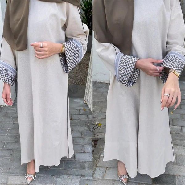 Etnik Giyim Ramazan Eid Pamuk Keten Abaya Kapalı Müslüman Hijab Elbise Arap Abayas Kadınlar için Dubai Lüks İslam Kaftan Robe Mütevazı