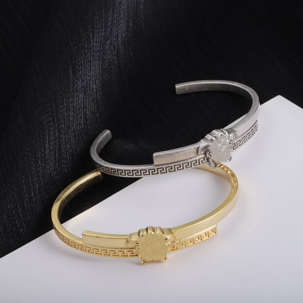 Punk Silber Armband Manschette Medusa Golden Armreif Manschette Armbänder Frauen Männer Designer Öffnung lichtbeständig Unisex Geschenk Liebhaber Armband Schmuck 18K Gold Titanstahl