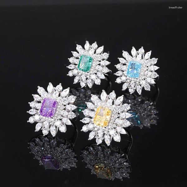 Cluster-Ringe Vintage 925 Sterling Silber 8 10 mm Blume Aquamarin Smaragd Saphir Edelstein für Frauen feiner Schmuck