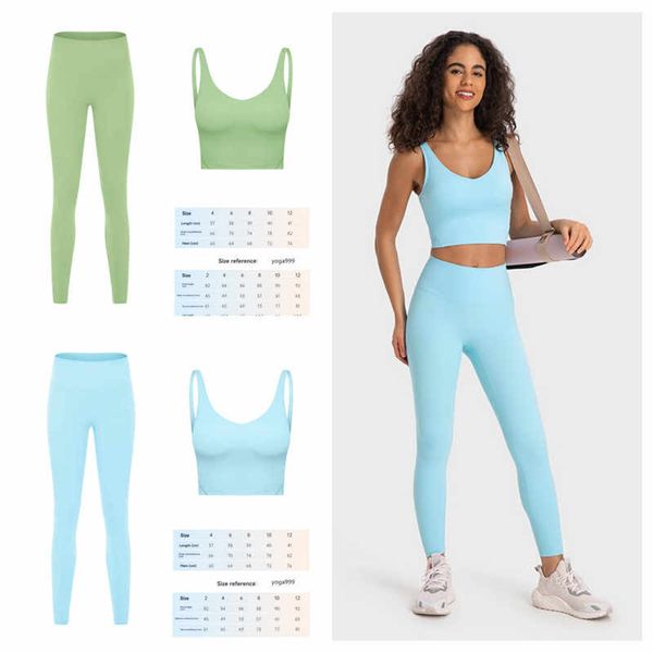 Sport-BH, Yogahose, Leggings, ll-Leggings, Align-BH, Luxus-BH, Designer-BH, Align Yoga Lemon Set, Damen, 2-teilig, Sportbekleidung, 4–12 Größen, Gym Top, Designer-Leggings, Yoga-Set