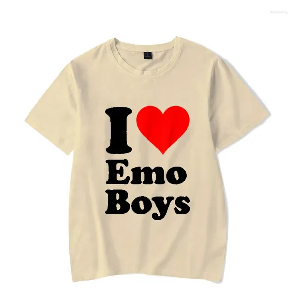 Мужские футболки I Love Emo Boy Grunge, женская рубашка с графическим принтом для девочек, модная уличная одежда Harajuku 2024, повседневная женская футболка Y2K