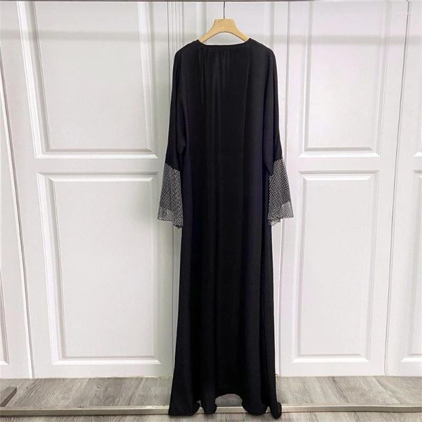 Etnik Giyim Siyah Pırlanta Müslüman Açık Abaya Kadınlar hırka Kimono Maxi Elbise Türkiye Dubai Kaftan Arap Robe İslam Eid Ramazan Kaftan