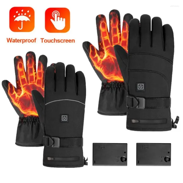 Велосипедные перчатки с электрическим подогревом и 3 уровнями на батарейках, теплые мотоциклетные перчатки для гонок на открытом воздухе, зимние тепловые перчатки для катания на лыжах S1P1
