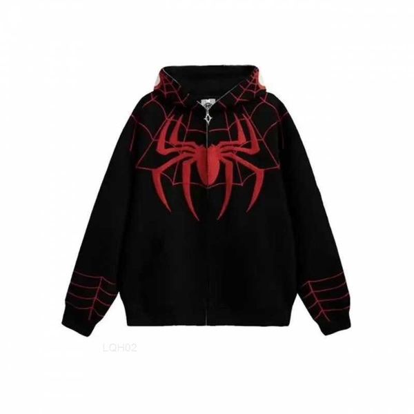 Herren Hoodies Sweatshirts American Niche Design Sense Kapuzen bestickte Strickjacke Hoodie Anime Spider Man Jacke Cool Girl 06q6