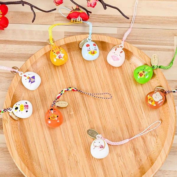 Schlüsselanhänger Chinesisches Sternzeichen Glocke Schlüsselanhänger Lucky Car Bag Pendent Handy Anhänger Frauen Zubehör Kleine Charms Dekoration