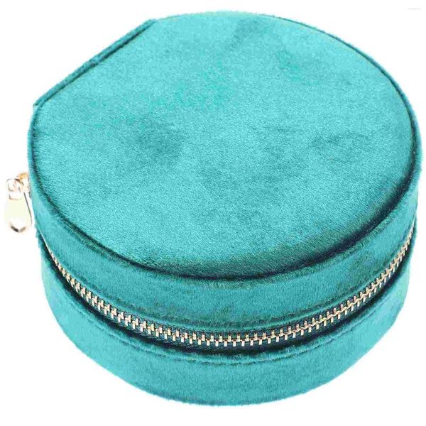 Bolsas de jóias com zíper colar caixa redonda portátil brincos organizador caso para viagens