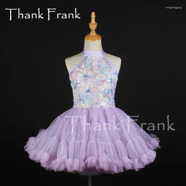 Palco desgaste criança violeta ballet vestido meninas mulheres adorável flor tutu vestidos senhora adulto sem mangas tule bailarina trajes de dança c925