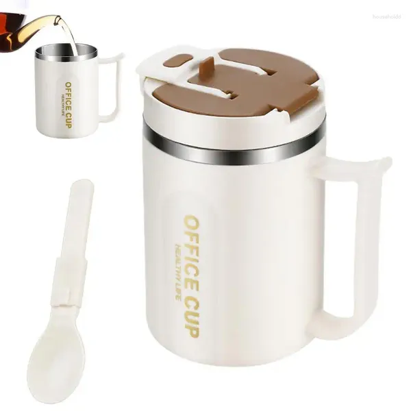 Wasserflaschen 500 ml Edelstahl Thermobecher Kaffeetasse mit Strohhalm Reise Autoflasche Isolierte Tasse Milch Teeflasche