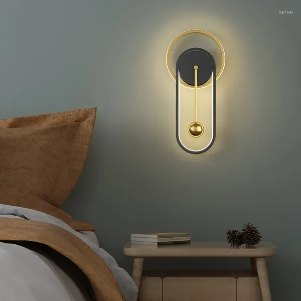 Lâmpada de parede quarto cabeceira nórdico moderno simples quarto das crianças fundo corredor luz personalidade luxo lâmpadas led