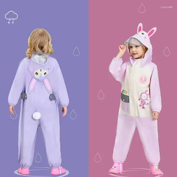 Regenmäntel Kinder Onesie Cartoon Regenausrüstung Kindergarten Baby Jungen Mädchen Gehender Regenmantel Hohe Frühlingsgarne Poncho