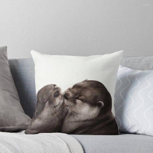 Kissen Kissing Otters Painting Überwurf bestickter Bezug Kissenbezüge Bett S