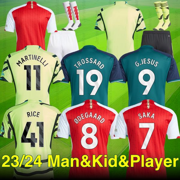 SAKA Fußballtrikots G. JESUS ODEGAARD RICE HAVERTZ 23 24 Gunners MARTINELLI SMITH ROWE NKETIAH ZINCHENKO SALIBA TROSSARD Fußballtrikot Herren Spieler Kinder Kind Sets Kit