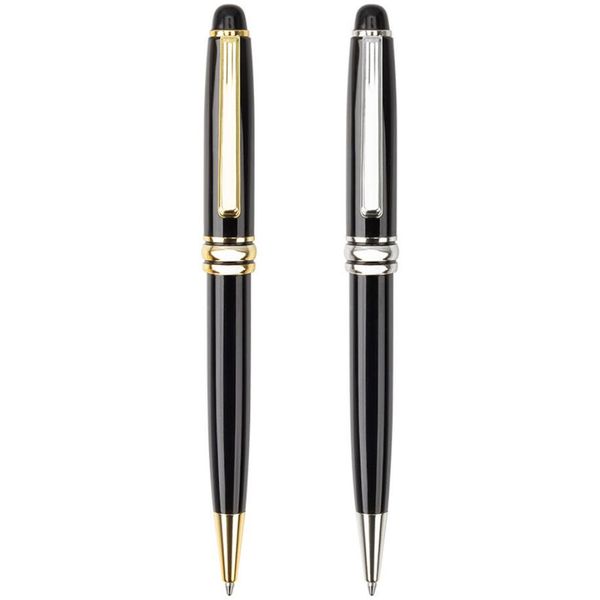 Feiner Kugelschreiber aus Metall mit drehbarem Rundkopf 1,0 mm und gold-silbernem Metall-Stiftclip, Geschenk für Schule und Büro