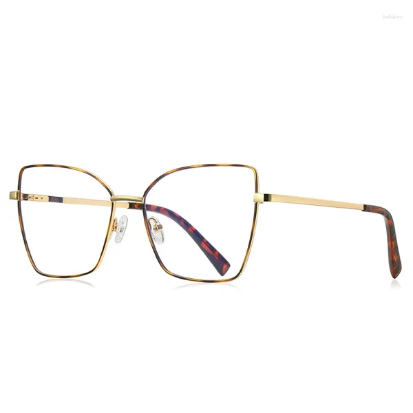 Montature per occhiali da sole 56mm Lenti trasparenti Occhiali con filtro luce blu per donna Montatura in metallo Rosa Cat Eye 3086