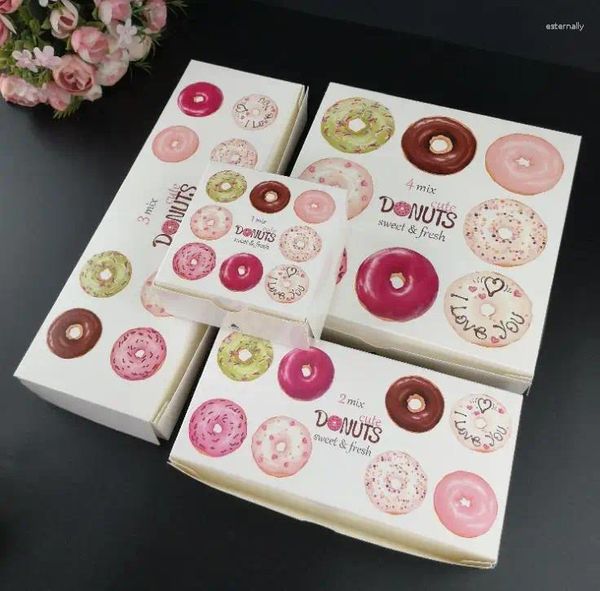 Подарочная упаковка, 4 размера, белая картонная коробка для пончиков, бумажная упаковка для пончиков, упаковка для выпечки, кондитерских изделий, оптовая продажа, SN156