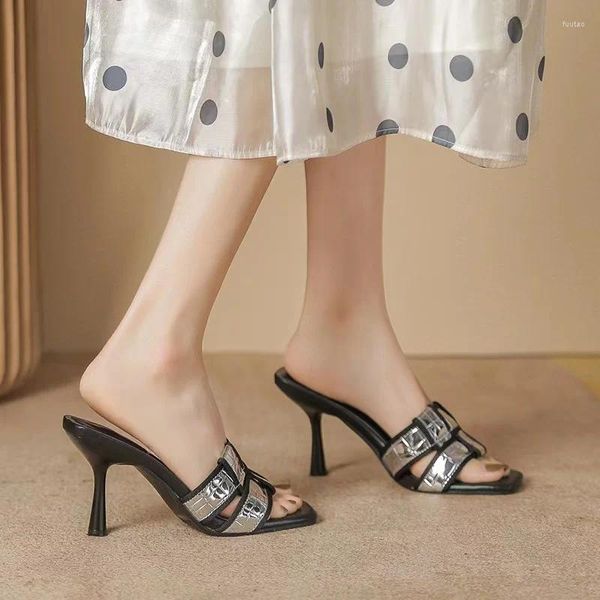 Kleid Schuhe High Heels Frauen 2024 Sommer Fee Stil Außerhalb Tragen Ferse Flip-Flops Stiletto