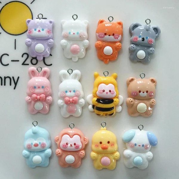 Charms 10pcs sevimli tilki köpek maymun tavşan ayı koala reçine kolye hayvan cazibesi mücevher yapmak için diy küpe kolyesi anahtarlık bulguları