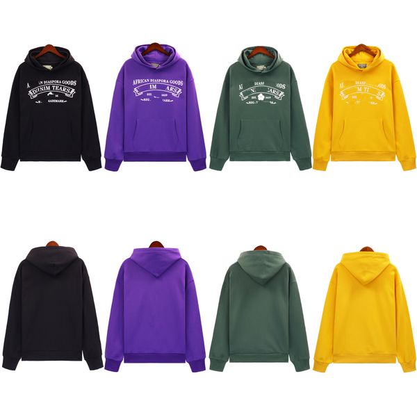 Mens Hoodie Designer Hoodie Denim Preto, Roxo, Amarelo, Verde Monograma-Impressão Americano Streetwear Solto Jogging Moletom