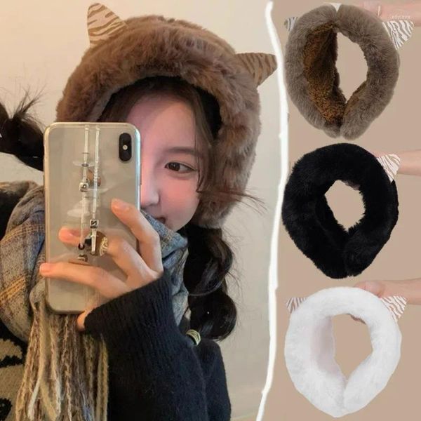 Berets Plüsch Winter Ohr Wärmer Weiche Einfarbig Earflap Hut Outdoor Sport Kälte Schutz Niedlichen Tier Horn Frauen Für Mädchen geschenk