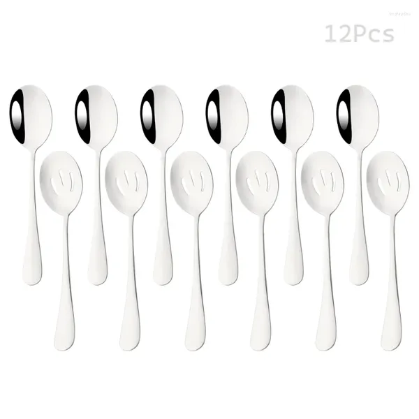 Set di stoviglie 6/12 pezzi Set di cucchiai per insalata Server da cucina in acciaio inossidabile Utensili per pasta Stoviglie in argento pubblico utilizzando il ristorante a buffet