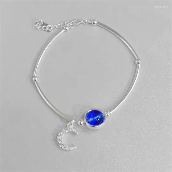 Charme pulseiras na moda fantástico azul cristal zircão pedras boho pulseira lua moda feminina 2024