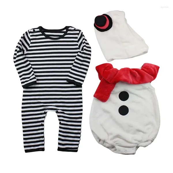 Conjuntos de roupas Listenwind Bebê Halloween Snowman Macacão Conjunto Infantil Meninos Meninas Listrado Manga Longa Bodysuit Nascido Macacões Traje