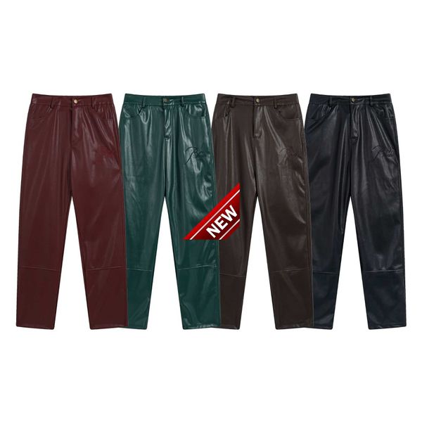 Pantaloni in pelle casual unisex Hip Hop ricamati con lettera di marca di moda americana autunno/inverno