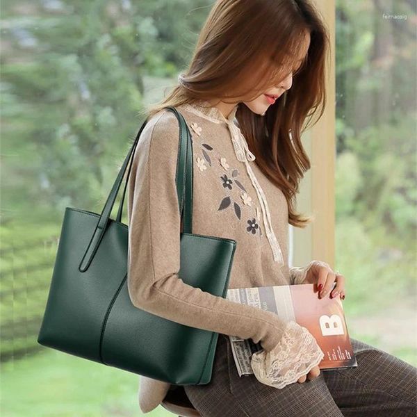 Borse per la spesa PU Verde Donna Spalla Data Borsa da ufficio Donna Moda Viaggio a mano Grande