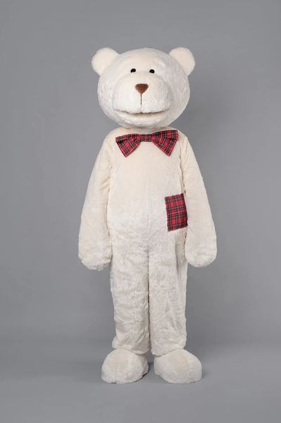 Desempenho branco urso de cabelos longos mascote traje halloween natal festa de desenho animado personagem roupa terno adulto mulheres homens vestido carnaval unisex