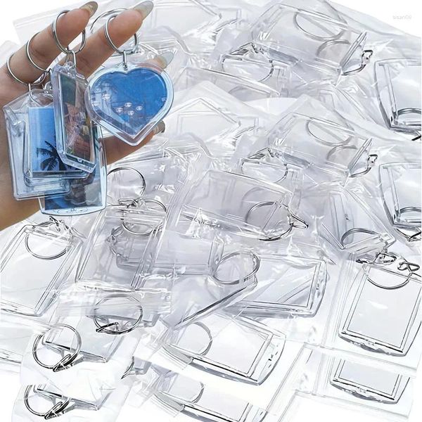 Chaveiros 1/5pcs Inserção Transparente Po Chaveiro DIY Personalizado Moldura Cadeia Acrílica Casal Amante Presentes